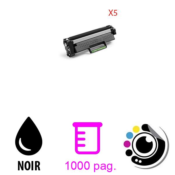 Tóner Compatible Pack x5 Brother TN1150 Negro
