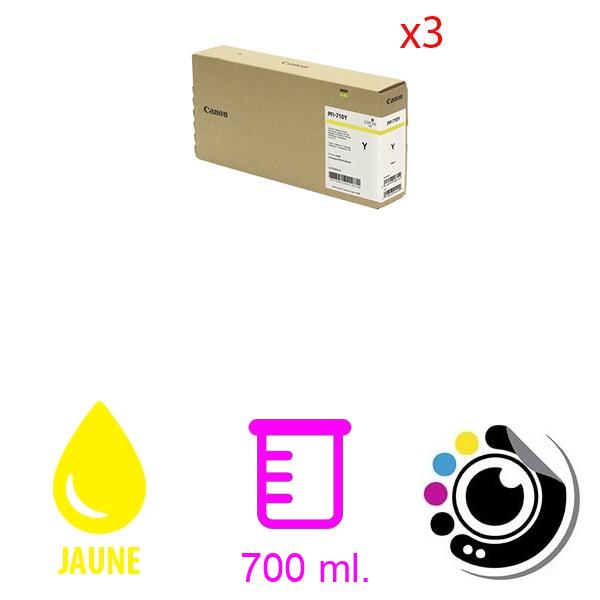 Original pack 3 Cartucho Canon PFI-710 Jaune (2357c003)