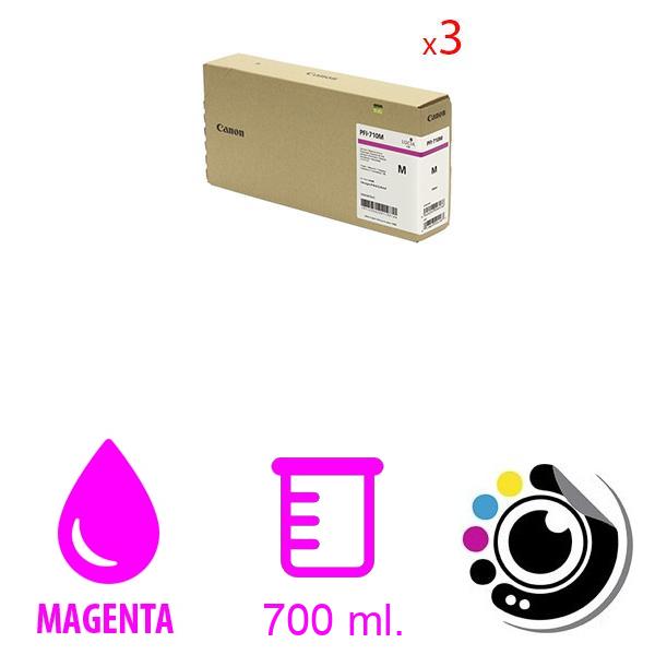 Original pack 3 Cartucho Canon PFI-710 Magenta (2356c003)