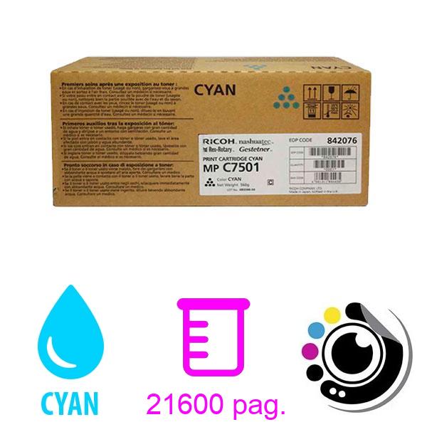 Toner Original Ricoh MP C6501 / C7501 Cyan 842076